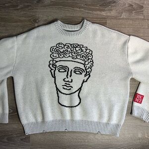 Men's Beige Sweater with Artistic Design